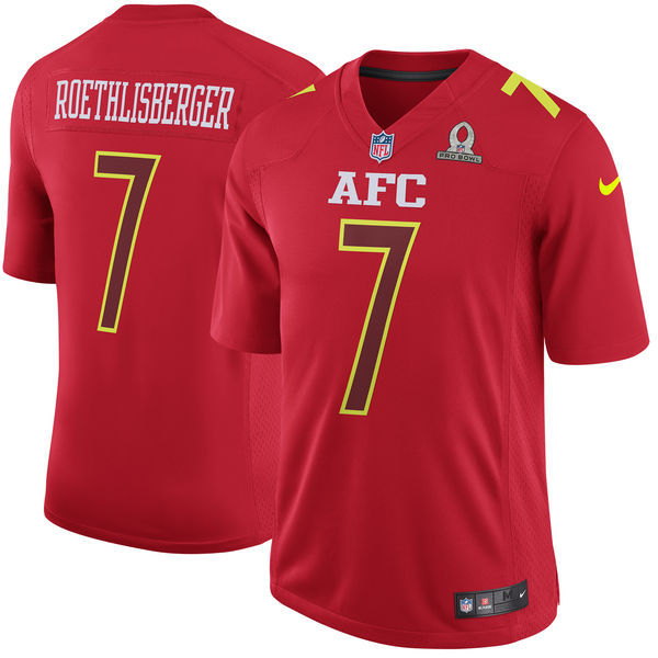 Men AFC Pittsburgh Steelers #7 Ben Roethlisberger Nike Red 2017 Pro Bowl Game Jersey->->NFL Jersey